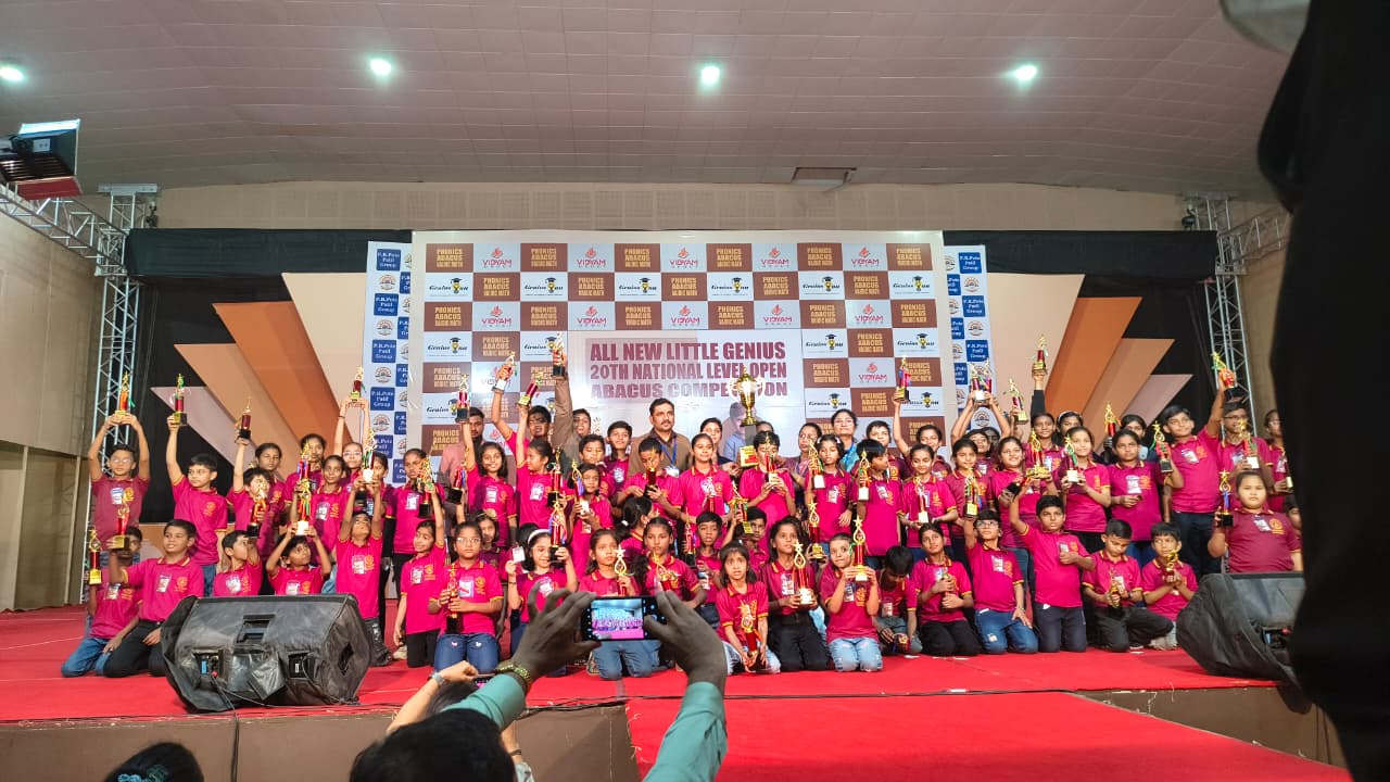Students celebrating wins at National Abacus Competition Wardha