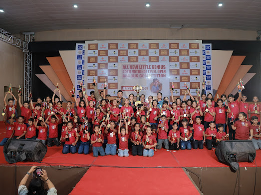 Genius Kids Academy students on stage at 20th National Level Abacus Competition